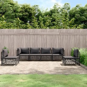 vidaXL 6 pcs conjunto lounge de jardim com almofadões aço antracite