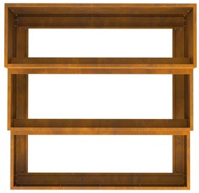 Vaso de Jardim 3 Camadas 90x90x35 cm Aço Enferrujado