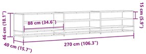 Móvel de TV 270x40x46 cm derivados de madeira carvalho fumado