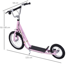 Trotinete para Crianças acima de 5 anos Scooter de 2 Rodas Grandes com Duplo Freio e Guidão Ajustável em Altura Adolecentes Adultos 125x58x92-100cm Ro
