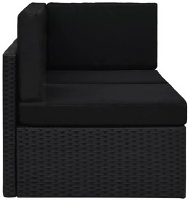 11 pcs conjunto lounge de jardim c/ almofadões vime PE preto