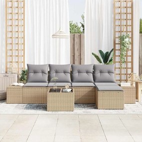 Conjunto de Sofá de Jardim de 6 Peças com Almofadas em Rattan Sintétic