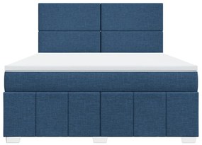 Cama com molas/colchão 180x200 cm tecido azul