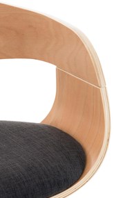 Banco de bar Kingston em tecido e com estrutura cromada 50 x 88-102 x 48 cm Cinzento escuro + Cor Natural