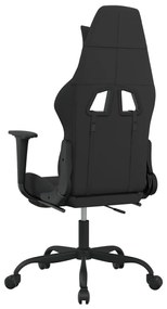 Cadeira de gaming c/ apoio pés tecido preto/cinza-acastanhado