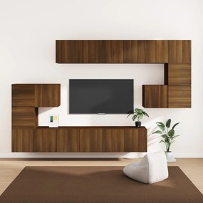vidaXL Conjunto móveis de TV 10pcs madeira carvalho castanho