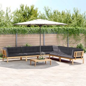 vidaXL 6 pcs conj. sofás paletes p/ jardim c/ almofadões acácia maciça
