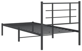 Estrutura de cama com cabeceira 90x200 cm metal preto