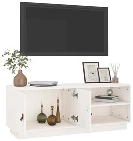 Móvel de TV 105x34x40 cm madeira de pinho maciça branco