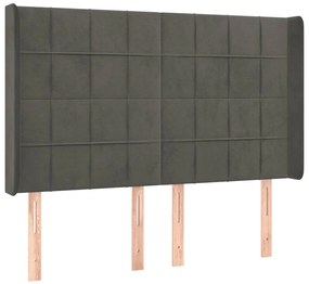 Cabeceira de cama c/ LED veludo 147x16x118/128 cm cinza-escuro