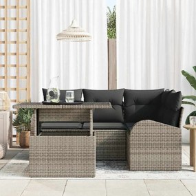 Conjunto de Sofás de Jardim vidaXL de 5 Peças com Almofadas Cinza Ratt