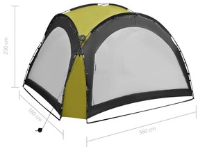 Tenda festas com LEDs e 4 paredes laterais 3,6x3,6x2,3 m verde