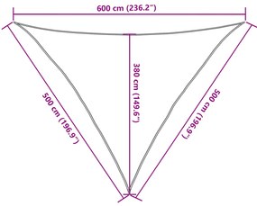 Para-sol estilo vela 5x5x6 m oxford 100% poliéster cinza-claro