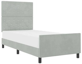 Estrutura da Cama vidaXL Cinzento claro 90x190 cm Veludo