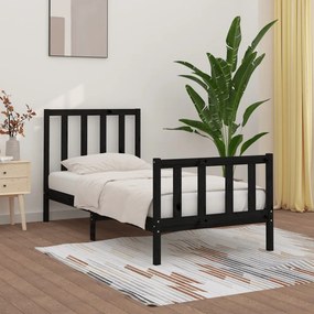 vidaXL Estrutura cama de solteiro 90x200 cm madeira maciça preto