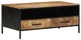 vidaXL Mesa de Café 90x50x40 cm Madeira Sólida Rústica de Mangueira