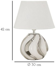 Candeeiro de Mesa "Shiney" – Ø30x42 cm – Branco e Prateado