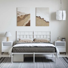 Estrutura de cama com cabeceira 150x200 cm metal branco