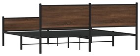 Estrutura cama sem colchão 193x203 cm metal carvalho castanho