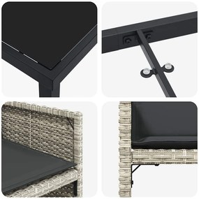 Conjunto de Jantar de Jardim com 5 peças e almofadas cinza claro de ra
