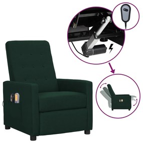 vidaXL Poltrona de massagens elétrica tecido verde-escuro