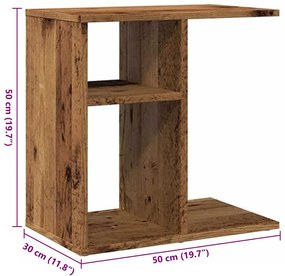 Mesa de apoio madeira velha 50x30x50 cm madeira trabalhada