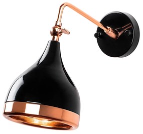 Aplique de Parede Yildo – Preto e Cobre – 14 x 32 x 26 cm