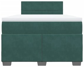 Cama boxspring com colchão 120x200 cm veludo verde-escuro
