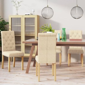 vidaXL Cadeiras de jantar 4 pcs tecido cor creme