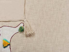 Manta decorativa em algodão creme e castanho 130 x 180 cm DEOGHAR Beliani