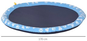 Tapete Aquático para Animais de Estimação com Pulverizador de Água Piscina Portátil para Cães Ø170 cm Azul