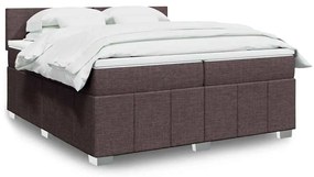 Cama com molas/colchão 200x200 cm tecido castanho-escuro