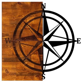Acessório Decorativo de Parede Pusula – Nogueira e Preto – 58 x 58 cm