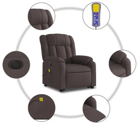 Poltrona elétrica elevatória massagens tecido castanho-escuro