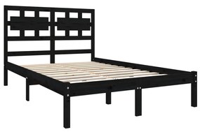 Estrutura de cama 140x190 cm madeira maciça preto