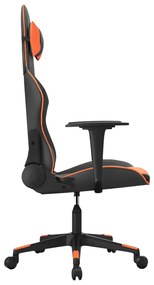 Cadeira gaming massagens couro artificial preto e laranja