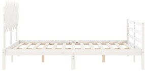Estrutura de cama com cabeceira 140x190cm madeira maciça branco