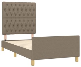 Estrutura cama cabeceira 90x190 cm tecido castanho-acinzentado