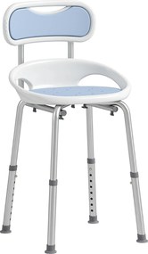 HOMCOM Cadeira de Duche com Encosto Almofadado, Rebordos Laterais e Altura Regulável, 136 kg, Azul | Aosom Portugal