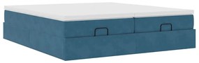 Estrutura de cama otomana com colchão azul escuro Veludo