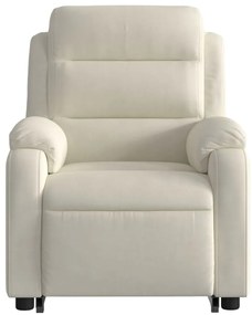 Poltrona massagens reclinável elevatória elétrica veludo creme