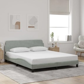 Estrutura de cama sem colchão 160x200 cm veludo cinzento-claro