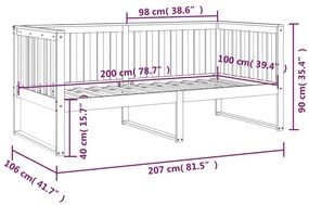 Cama de dia sem colchão 100x200 cm pinho de madeira maciça