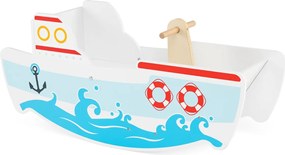 Baloiço de madeira com tema náutico para crianças de 1 a 5 anos Assento largo Encosto e alças em bétula multicolorida