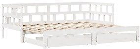 Sofá-cama com gavetão e gavetas sem colchão 90x200 cm branco