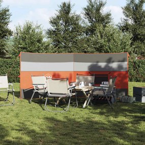 Corta-vento de campismo 340x130 cm impermeável cinza/laranja