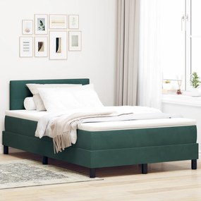 vidaXL Cama Box Spring com Colchão & LED Verde Escuro 120x190 cm Veludo