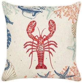 Almofada decorativa com motivo de lagosta em linho creme 45 x 45 cm KELP Beliani