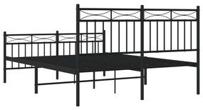 Estrutura de cama com cabeceira e pés 140x190 cm metal preto