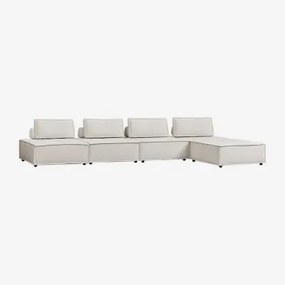 Sofá Modular De 4 Peças E Pufe Em Tecido Vermont Chenille Bege Creme - Sklum